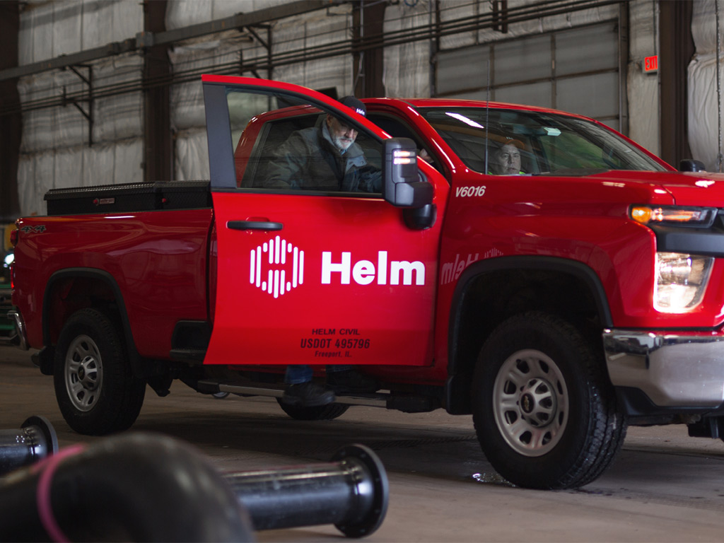 Helm Branding on Work Vehicle